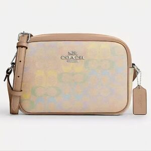 🔥New W/Tags COACH Jamie Camera Bag, Rainbow Signature Canvas, Leather, Silver